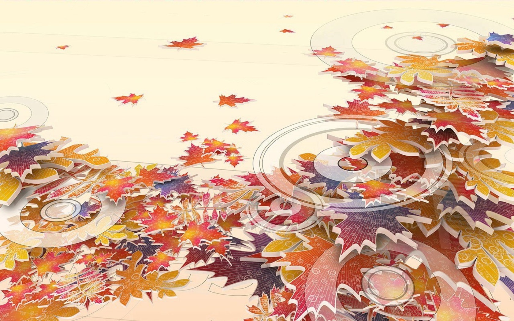 Природа, пейзаж Осень листья, круги красивые обои рабочий стол