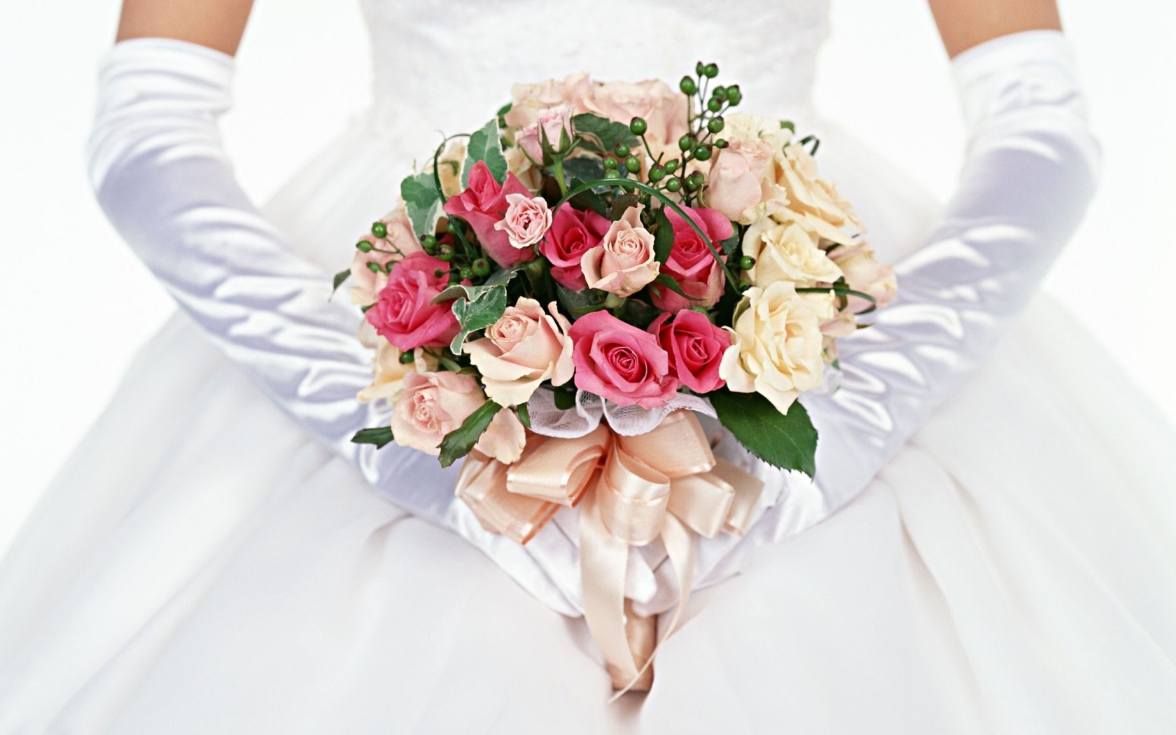 Цветы Розы невеста, букет, розы, перчатки картинка, обои рабочий стол