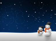 Девушка Зима снеговики, звезды, созвездия обои рабочий стол