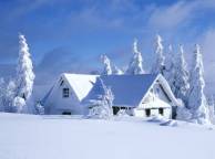 Девушка Зима дом, деревья, пейзаж обои рабочий стол