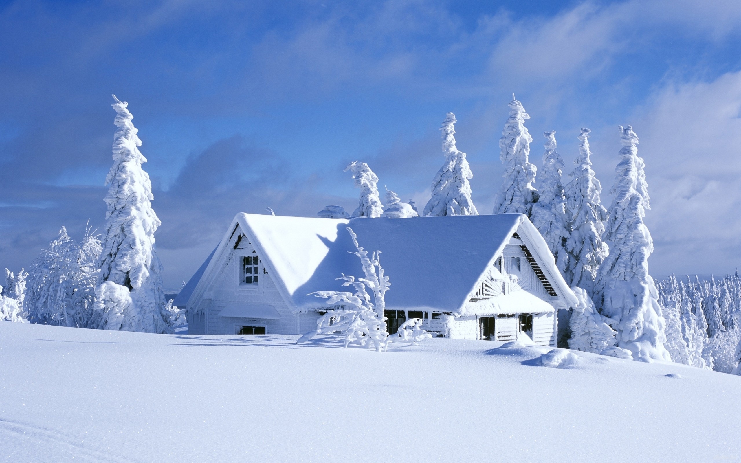 Природа, пейзаж Зима дом, деревья, пейзаж красивые обои рабочий стол