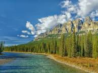 Девушка Реки, озера Альберта, Канада, река, горы, деревья, пейзаж обои рабочий стол
