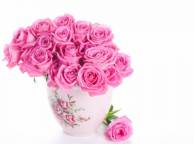 Девушка Цветы розы, ваза, букет обои рабочий стол