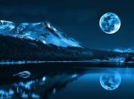 Девушка Море горы, снег, луна, отражение, блеск обои рабочий стол
