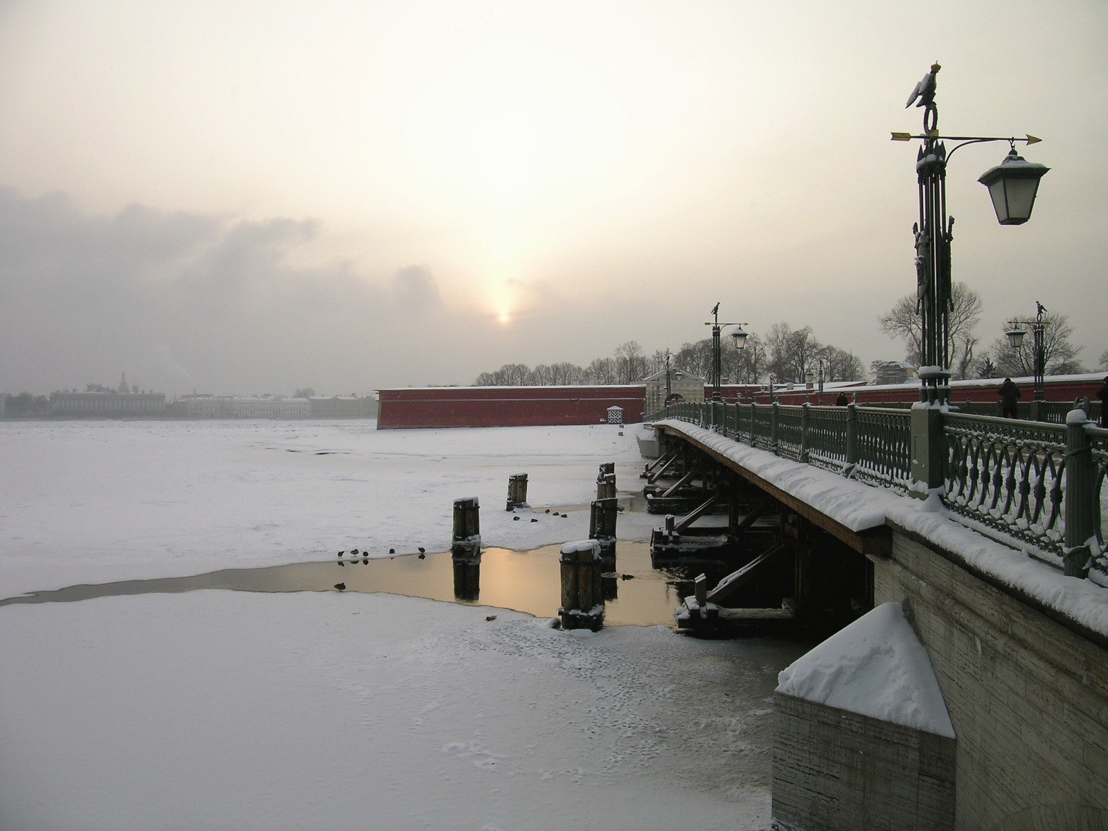 Природа, пейзаж Зима питер, санкт-петербург, снег, мост красивые обои рабочий стол